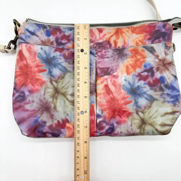 American Leather Co ALC Cleveland Crossbody Bag Tie Dye Floral Leather - Picture 12 of 14